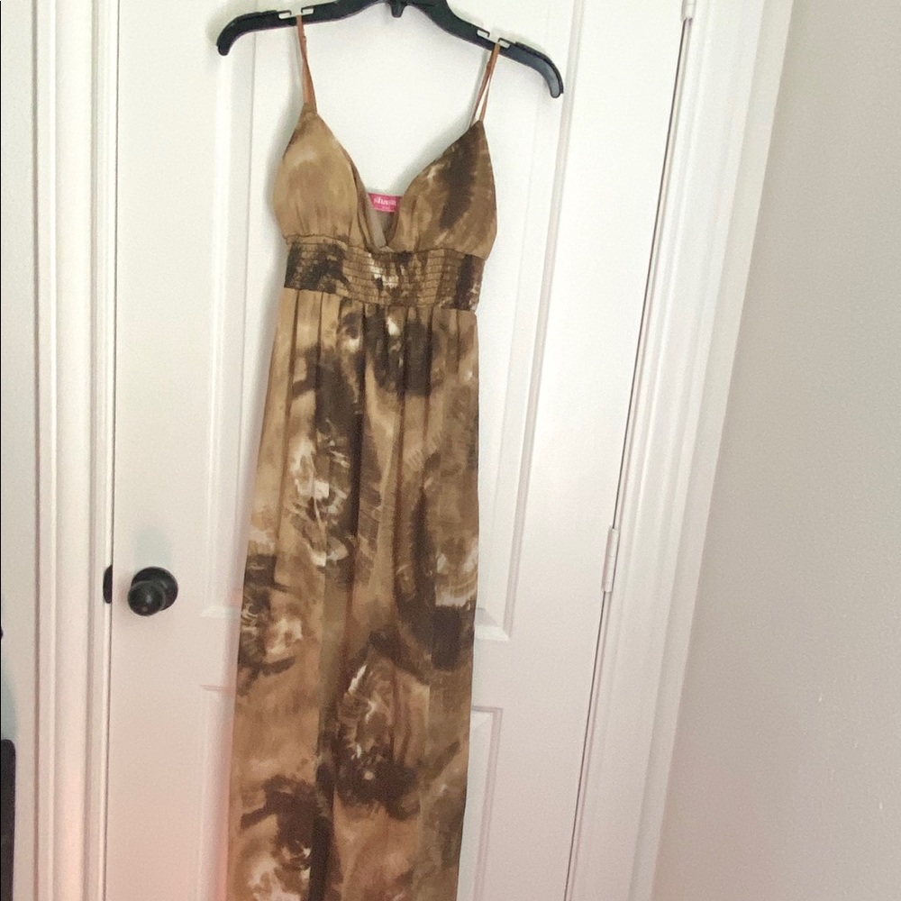 Golden Brown Spaghetti Strap Maxi Dress